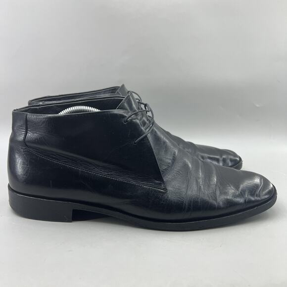 Gucci Other - Gucci Chukka Boots Men Size 13 Black Leather Vintage Plain Toe Lace Up Mid Shoes